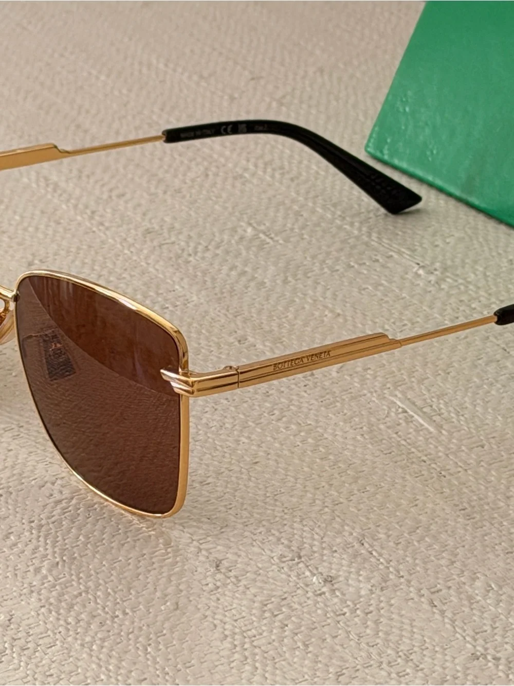 Bottega Veneta Gold Frame Sunglasses with Brown Lenses